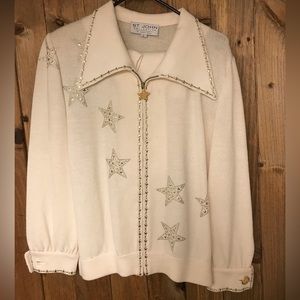 Vintage St. John Collection Jacket - Cream with gold star detail - Size L